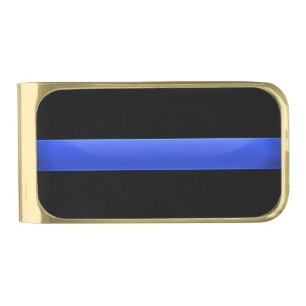 Police Thin Blue Line Gold Finish Money Clip