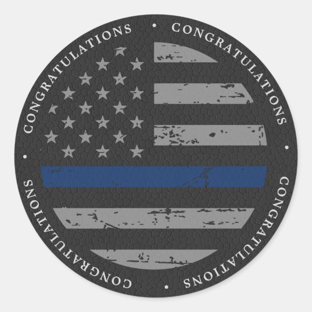 Police Thin Blue Line Graduation Congratulations Classic Round Sticker (Front)