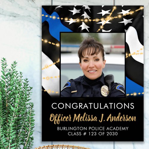 Police Thin Blue Line Graduation Party Poster