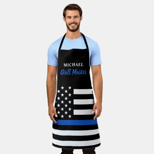 Police Thin Blue Line Grill Master American Flag A Apron