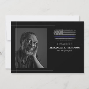 Police Thin Blue Line In Loving Memory Funeral Thank You Card
