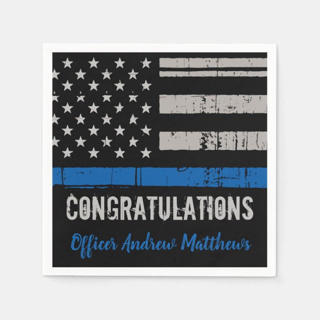 Police Thin Blue Line Law Enforcement Graduation Napkins (Front)