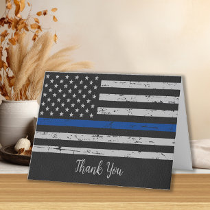 Police Thin Blue Line Law Enforcement Letterpress Thank You Card