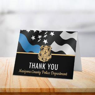 Police Thin Blue Line Law Enforcement Officer Letterpress Thank You Card