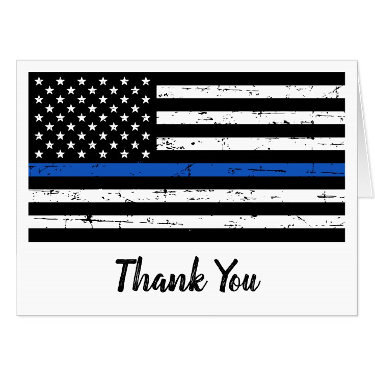 Police Thin Blue Line Law Enforcement Thank You Card | Zazzle