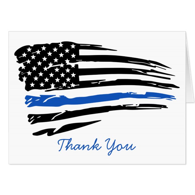 Police Thin Blue Line Law Enforcement Thank You Card (Front Horizontal)