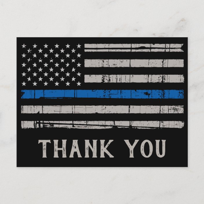 Police Thin Blue Line Law Enforcement Thank You Postcard | Zazzle.com