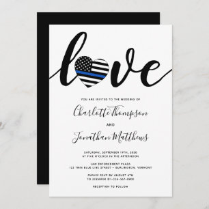 Police Thin Blue Line Law Enforcement Wedding Invitation