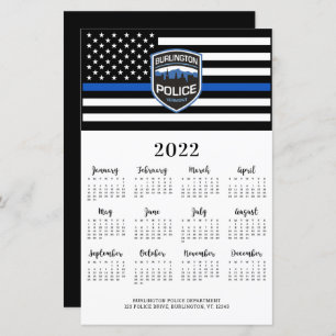 Police Thin Blue Line Logo 2022 Calendar Card