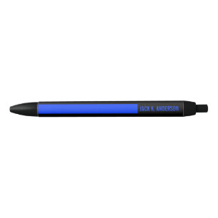 Police Thin Blue Line Monogram Black Ink Pen