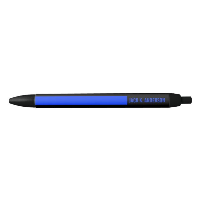 Police Thin Blue Line Monogram Black Ink Pen (Front)