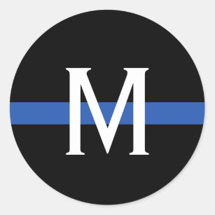 Police Thin Blue Line Monogram Classic Round Sticker