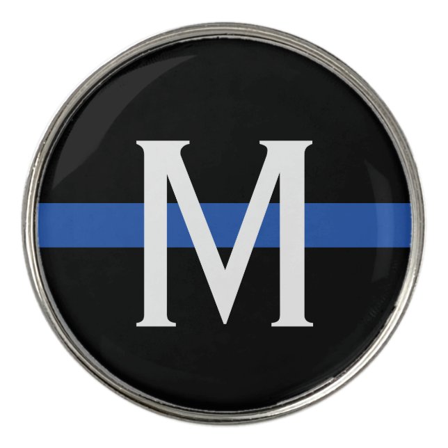 Police Thin Blue Line Monogram Golf Ball Marker (Front)