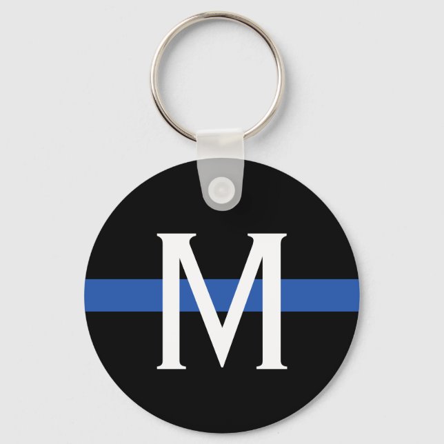 Police Thin Blue Line Monogram Keychain (Front)