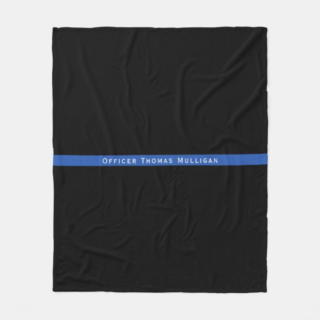 Police Thin Blue Line Monogram Name Fleece Blanket (Front)