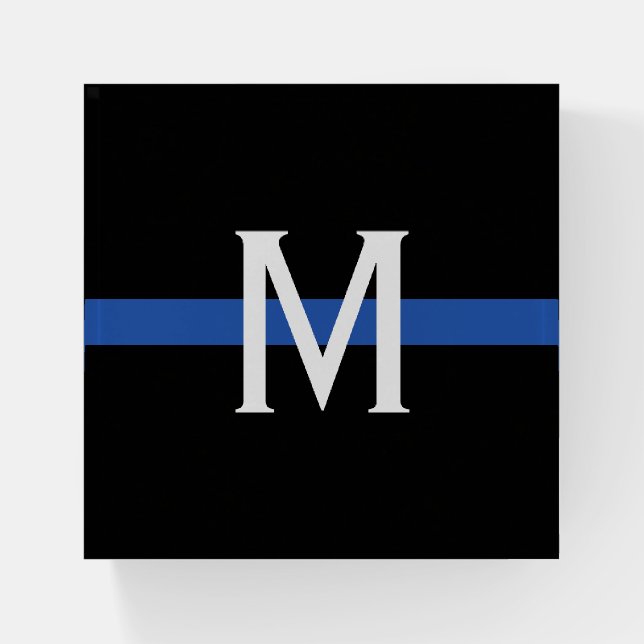 Police Thin Blue Line Monogram Paperweight (Front)