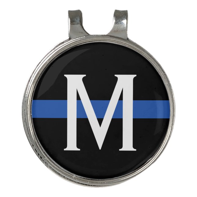 Police Thin Blue Line Monogrammed Initial Golf Hat Clip (Front)