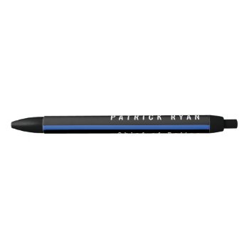 Police Thin Blue Line Monogrammed Name Black Ink Pen by ilovedigis at Zazzle