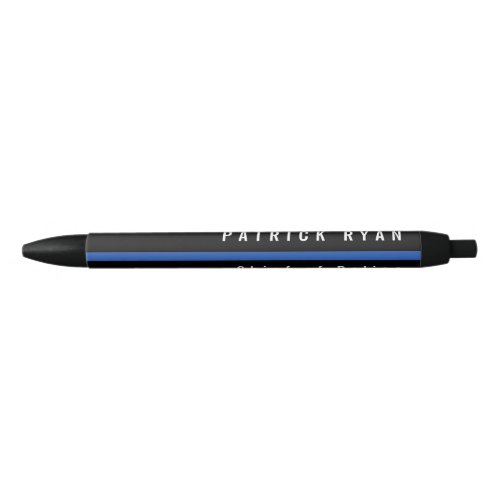 Police Thin Blue Line Monogrammed Name Black Ink Pen