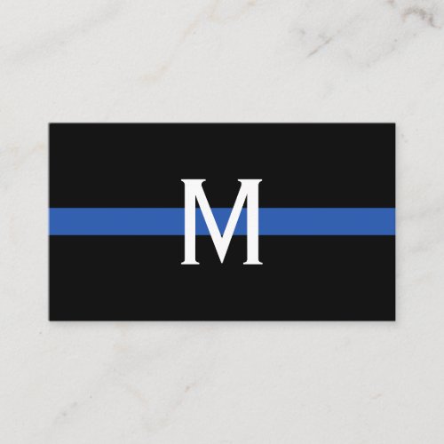 Police Thin Blue Line Monogrammed Professional Business Card