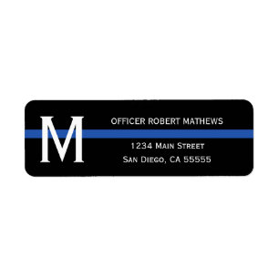Police Thin Blue Line Monogrammed Return Address Label