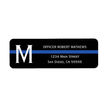 Police Thin Blue Line Monogrammed Return Address Label by ilovedigis at Zazzle