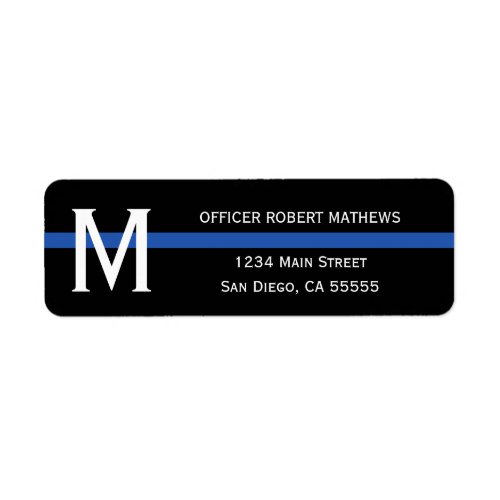 Police Thin Blue Line Monogrammed Return Address Label