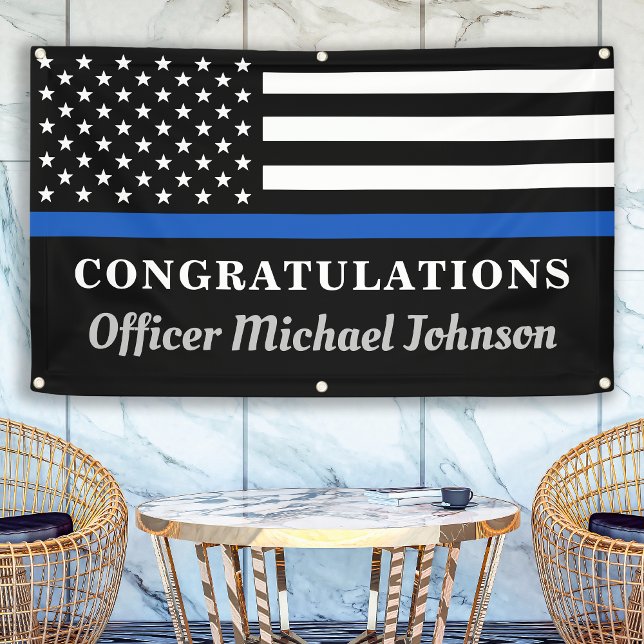 Police Thin Blue Line Personalize Congratulations  Banner (Creator Uploaded)