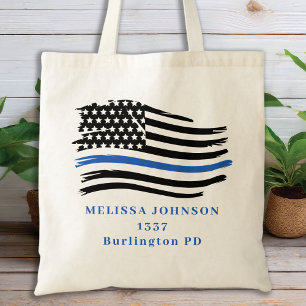 Police Thin Blue Line Personalize Law Enforcement Tote Bag