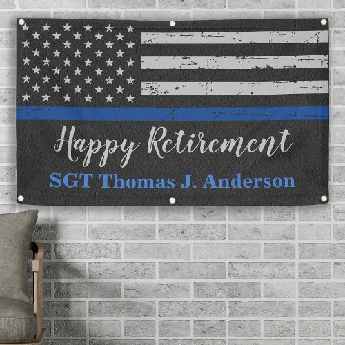 Police Thin Blue Line Personalize Retirement Party Banner
