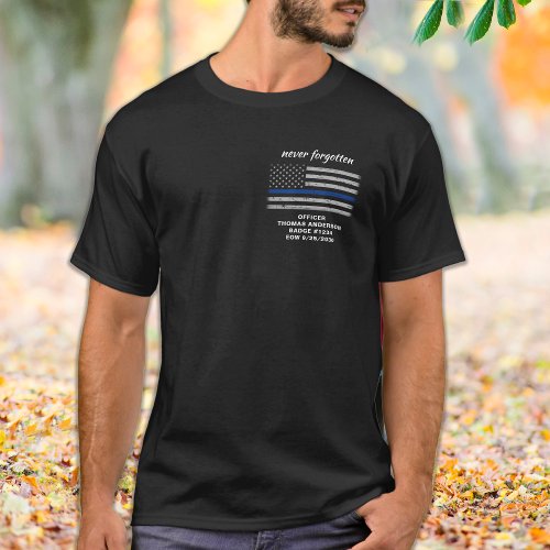 Police Thin Blue Line Personalized Memorial T_Shirt