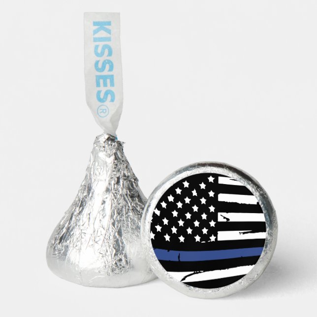 POLICE Thin Blue Line Photo Chocolate Kiss Favor (Front)