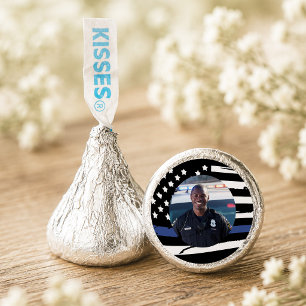 POLICE Thin Blue Line Photo Chocolate Kiss Favor