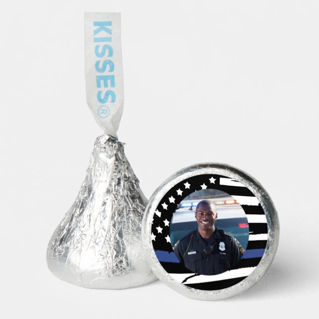 POLICE Thin Blue Line Photo Chocolate Kiss Favor (Front)