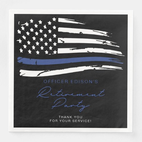 POLICE Thin Blue Line Photo Chocolate Kiss Favor Paper Dinner Napkins