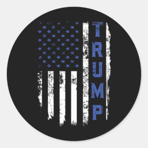 Police Thin Blue Line Republican Cop Usa Flag Classic Round Sticker