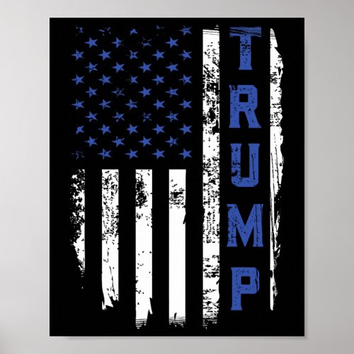 Police Thin Blue Line Republican Cop Usa Flag  Poster