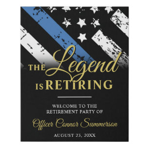 Police Thin Blue Line Retirement Party Welcome Faux Canvas Print