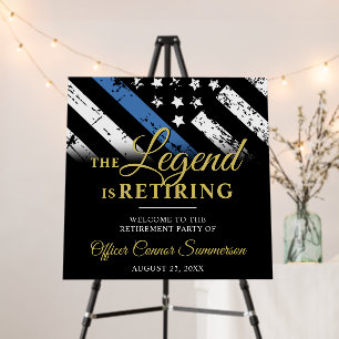 Police Thin Blue Line Retirement Party Welcome Foam Board