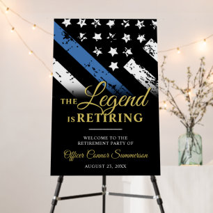 Police Thin Blue Line Retirement Party Welcome Foam Board