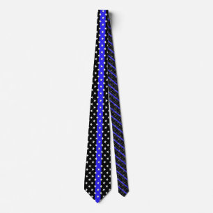 Police Thin Blue Line Stars and Stripes Neck Tie
