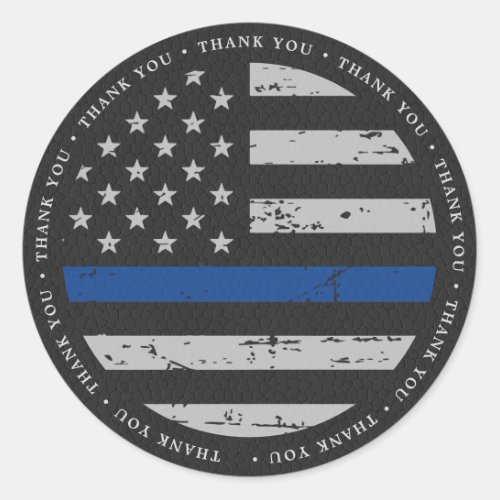 Police Thin Blue Line Vintage Flag Thank You Classic Round Sticker