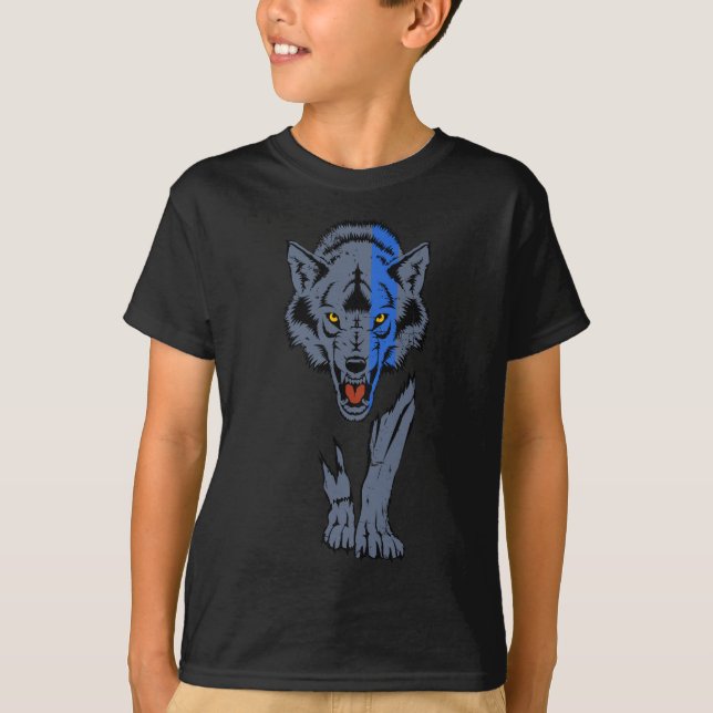 Police Thin Blue Line Wolf Law Enforcement Sheepdo T-Shirt (Front)