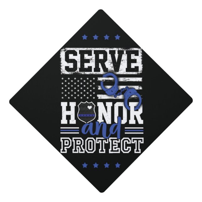 Police to Serve Honor and Protect Graduation Cap Topper (Front)