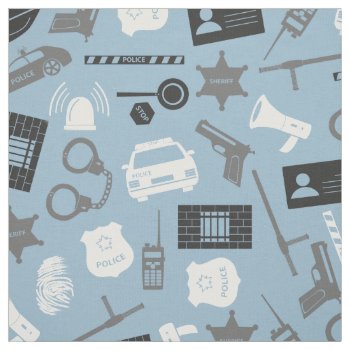 Police Tools And Symbols Blue Fabric by uniqueprints at Zazzle
