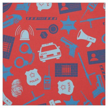 Police Tools And Symbols Red Fabric by uniqueprints at Zazzle