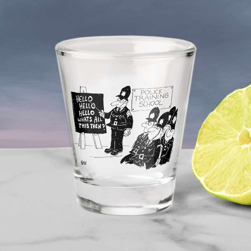 Police Training School Cartoon Shot Glass