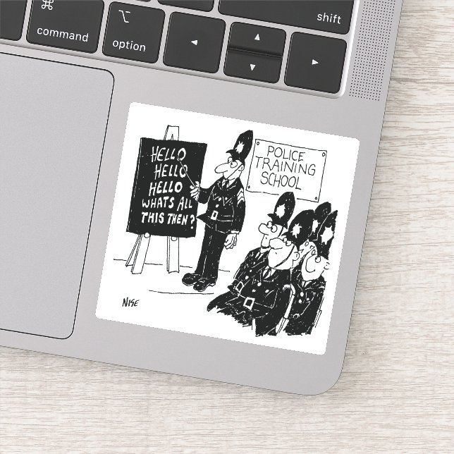 Police Training School Cartoon. Sticker (Detail)