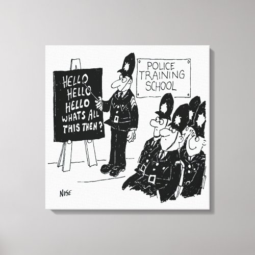 Police Training School Funny Cartoon Illustration Canvas Print