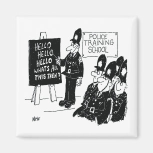 Police Training School. Funny Cartoon Illustration Magnet